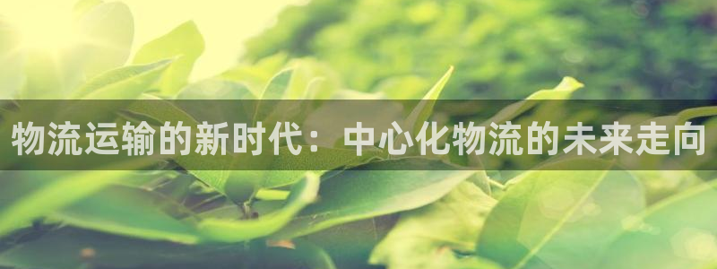 狗子28反水什么时候到：物流运输的新时代：中心化物流的未来走